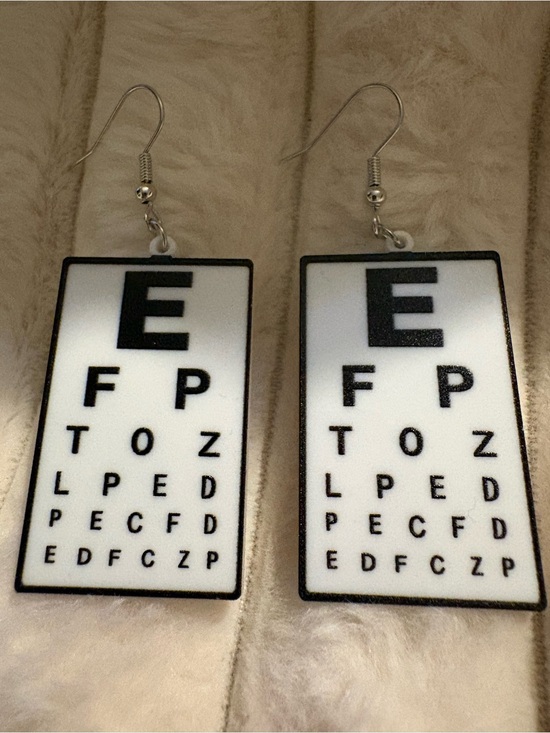 Jewelry - White Eye Chart Design Tablet Accessory Earrings